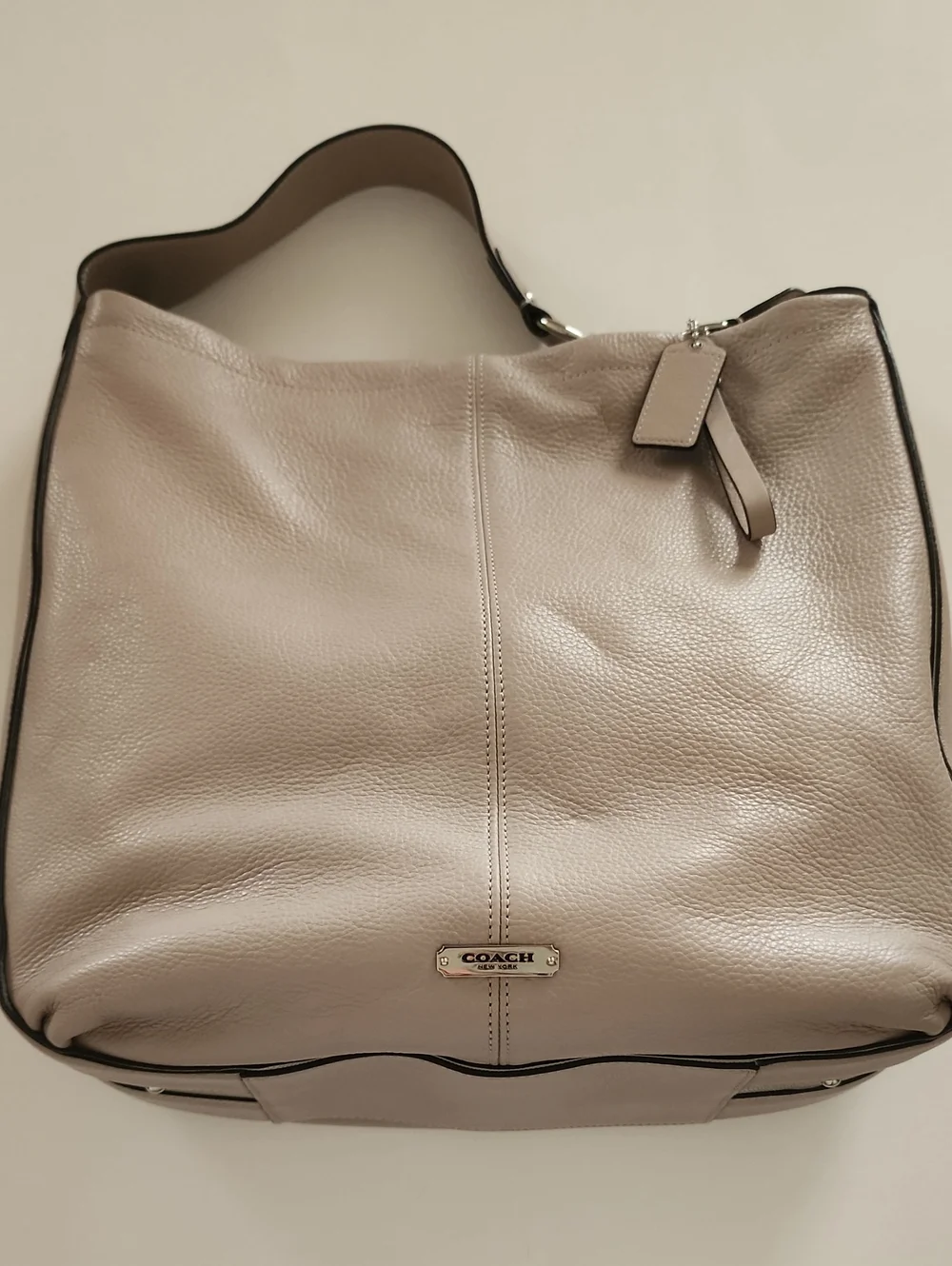 Coach Park Avery Pebbled Leather Shoulder Hobo in Light Taupe With Stud Detail